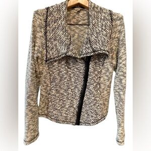 🔥🍀Lucky Brand women’s zip up cotton fleece jacket size L black/white. Quality!